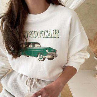 Retro Car Print Sweatshirt
