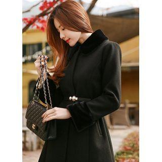 Faux-fur Trim A-line Coat