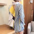 Striped Open-back Long-sleeve Top