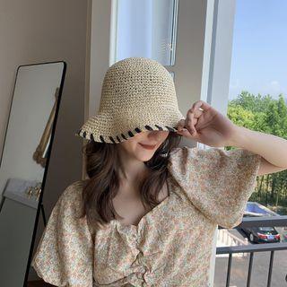 Contrast-trim Straw Cap