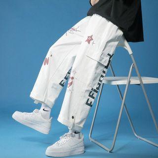 Lettering Cardo Wide Leg Pants
