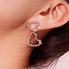 Hollow Heart Mini Hoop Earring 1 Pc - Silver - One Size