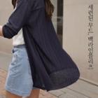 Open-front Pleated-panel Cardigan