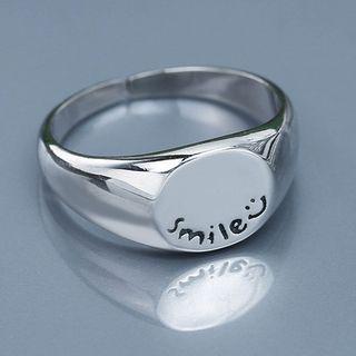 925 Sterling Silver Smiley Open Ring White Gold - One Size