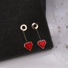 Heart Dangle Earring 1 Pair - Silver Needle - Red - One Size