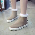 Fleece-lined Back Zip Short Boots