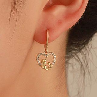 Heart Rhinestone Alloy Dangle Earring 1 Pair - 01 - 7021 - Gold - One Size