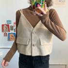 Long-sleeve Top / Buttoned Vest