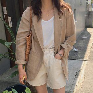 Loose-fit Linen Blazer Light Brown - One Size