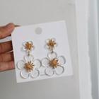 Acrylic Flower Dangle Earring 1 Pair - 925 Silver - Gold & Transparent - One Size