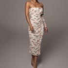 Floral Print Single Sleeve Sheath Tube Dress