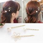 Set Of 3: Pearl Floral Hair Pin