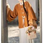 Set: Square-neck Jacket + Tie-strap Top + Pleated Maxi A-line Skirt
