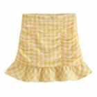 Gingham Shirred A-line Skirt