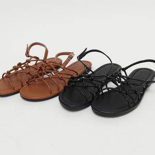 Knot-strap Slingback Flat Sandals