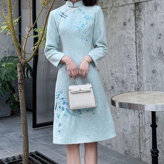 Long-sleeve A-line Qipao Dress