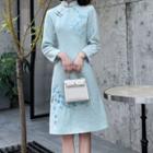 Long-sleeve A-line Qipao Dress