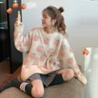 Peach Patterned Loose-fit Sweater