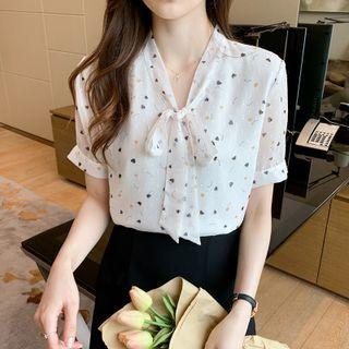 Short-sleeve Heart Blouse