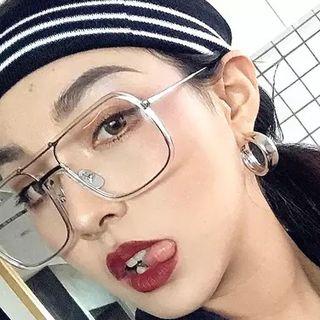 Retro Double-bridge Square Metal Frame Blue Light Blocking Eyeglasses