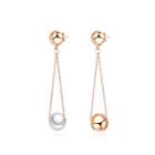 Simple And Sweet Plated Rose Gold Geometric Pearl 316l Stainless Steel Earrings Rose Gold - One Size