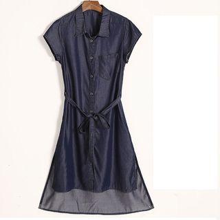 Short-sleeve Denim Short Dress