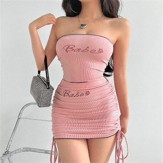 Set: Lettering Tube Top + Drawstring Pencil Skirt