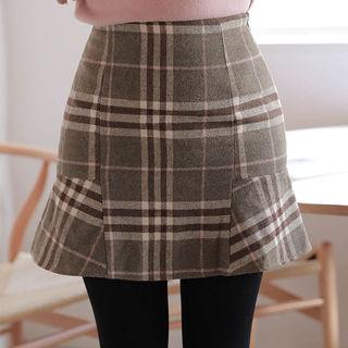 Ruffle-trim Plaid Miniskirt