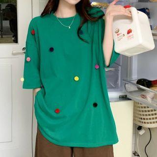 Short-sleeve Pompom T-shirt