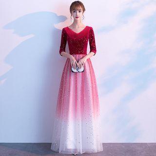 Elbow-sleeve Gradient A-line Cocktail Dress (various Designs)