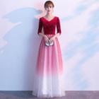Elbow-sleeve Gradient A-line Cocktail Dress (various Designs)