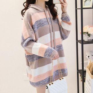 Hooded Striped Mini Sweater Dress
