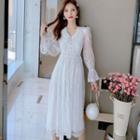 Peter Pan-collar Long-sleeve Lace A-line Dress