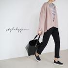 Slit Accent-sleeve Open-front Cardigan