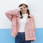 Faux-suede Buttoned Jacket