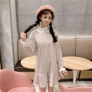 Plaid Ruffle Trim A-line Dress