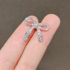 Rhinestone Ribbon Brooch Ly618 - Silver - One Size