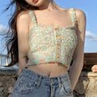 Melange Crop Camisole Top Pink & Mint Green - One Size