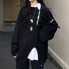 Plain T-shirt / Drawcord Split Sweater
