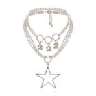 Set: Alloy Star / Numerical Pendant Choker (assorted Designs) 0383 - Silver - One Size