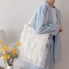 Mesh Ruffle Tote Bag White - One Size