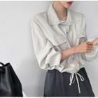 Flap-pocket Drawstring-hem Shirt