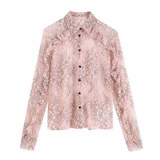 Long-sleeve Floral Lace Shirt