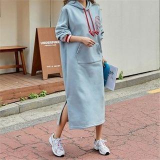 Hooded Printed Napped Pullover Dress