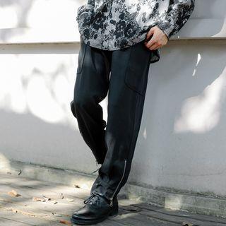 Chain Detail Side Zip Wide Leg Pants