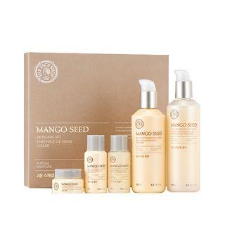The Face Shop - Mango Seed Skin Care Set: Silk Moisturizing Deep Toner 150ml + 32ml + Emulsion 130ml + 32ml + Volume Butter For Face 10ml 5pcs