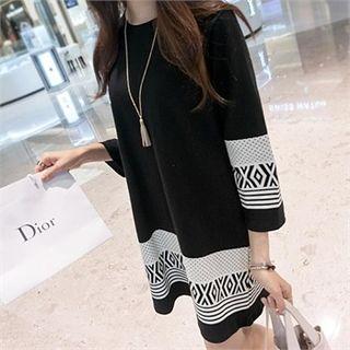 Pattern-panel Midi T-shirt Dress