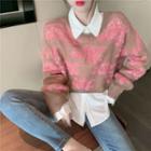 Plain Shirt / Rose Print Cropped Sweater