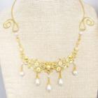 Faux Pearl Fringed Alloy Necklace