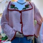 Long-sleeve V-neck Embroidered Cardigan